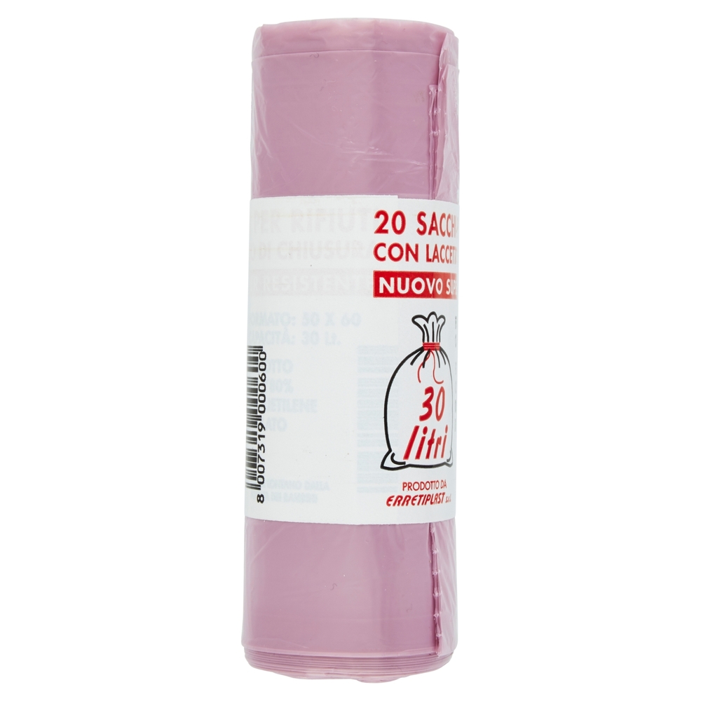 Sacchi per Rifiuti con Laccetto di Chiusura 30 litri 20 pz